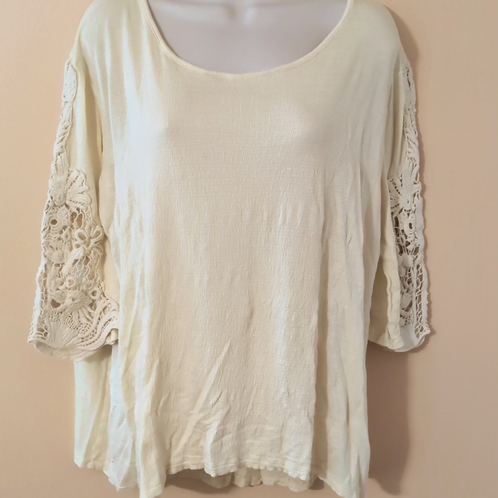 Cato Ladies Long  Lace Sleeve Blouse